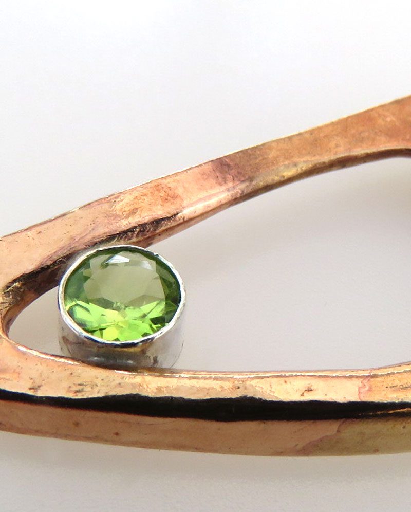 Awen Solid Bronze and Peridot Pendant