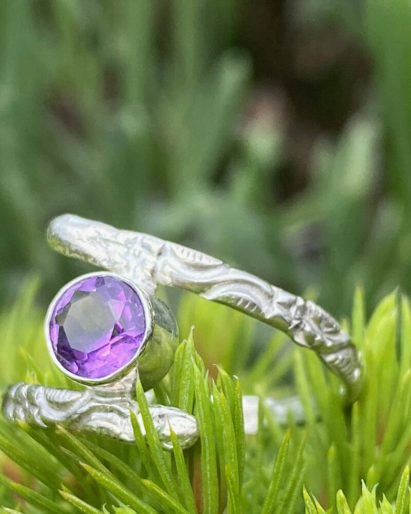 Gwevya Sterling Silver Amethyst Ring. Size U-V