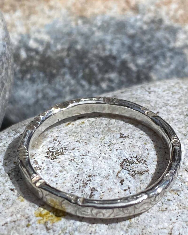Fethys Solid 925 Sterling Silver Beaten Band Ring.  Size X
