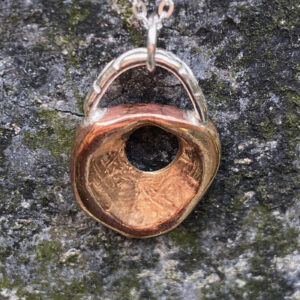 Tava Solid Bronze Pendant With Patterned Silver Bail.
